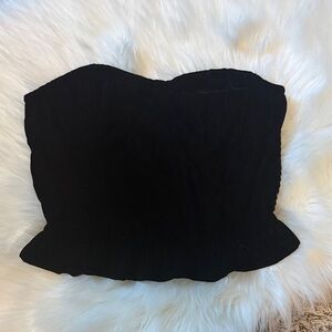 Black velvet ruffled Strapless Bustier Top